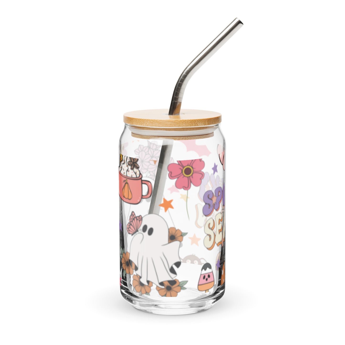Spooky Season Halloween Glass with Lid and Straw