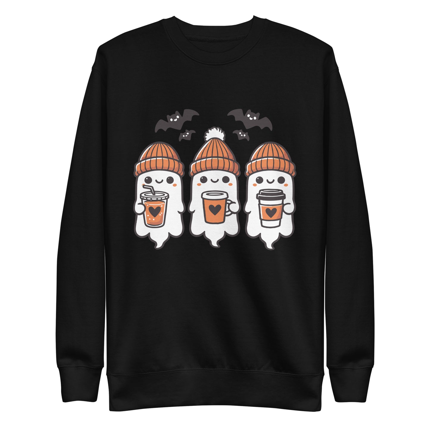 Three Coffee Loving Ghost Halloween Sweater