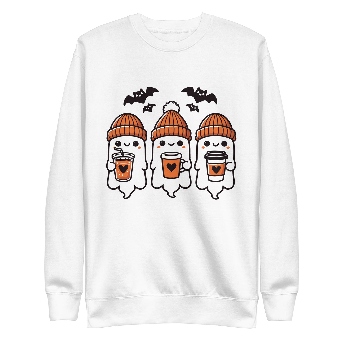 Three Coffee Loving Ghost Halloween Sweater