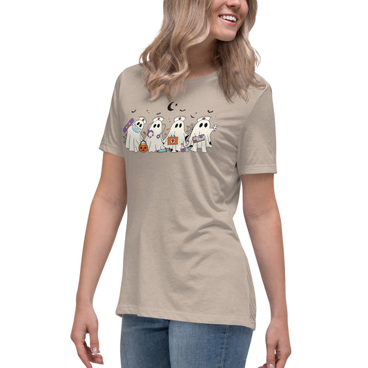 Cute Ghost Nurses Halloween Women's Relaxed T-Shirt